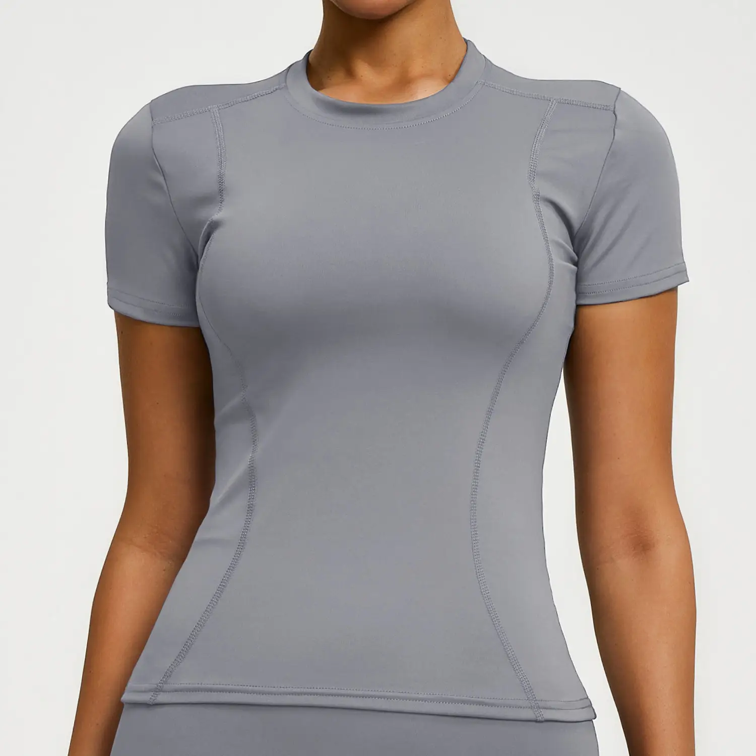 Pink Tight Fitting Women's T-Shirt for Running & Yoga - Image 2