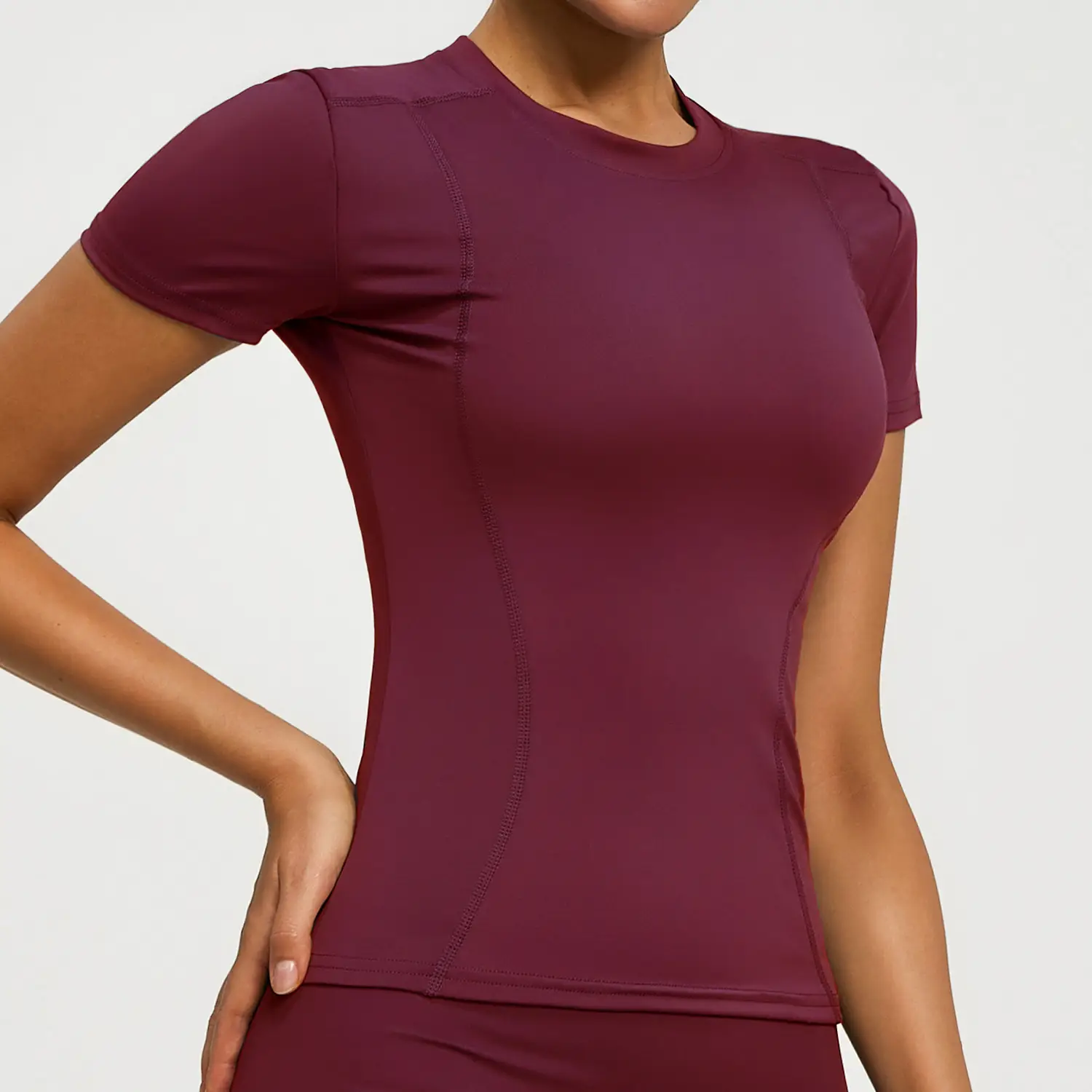 Pink Tight Fitting Women's T-Shirt for Running & Yoga - Image 8