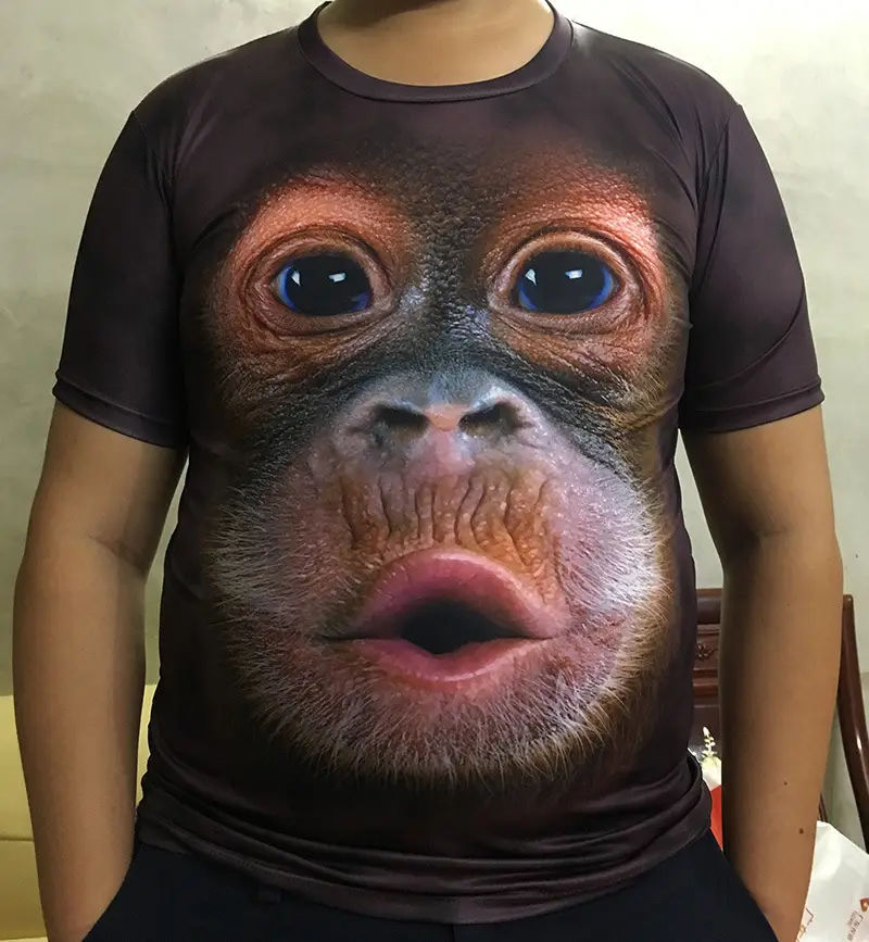 Funny Gorilla 3D Monkey T-Shirt Large Men