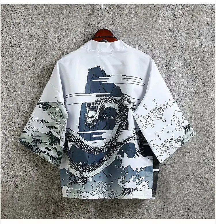 Men's Japanese Style Kimono Coat with Tropical Print - Image 19