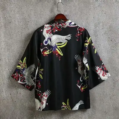 Men's Japanese Style Kimono Coat with Tropical Print - Image 10