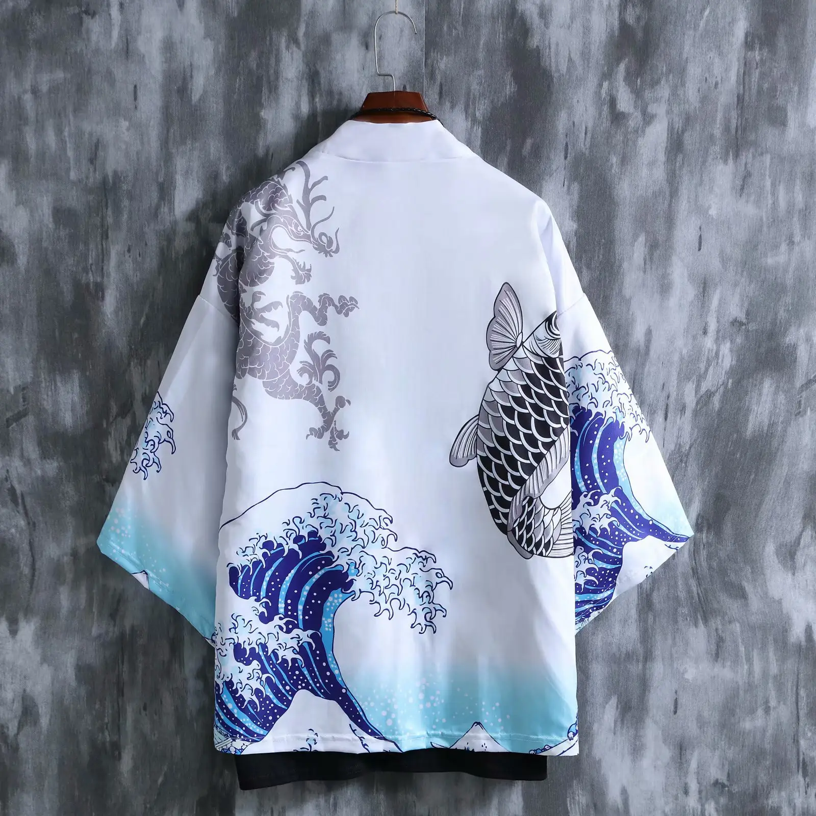 Men's Japanese Style Kimono Coat with Tropical Print - Image 15