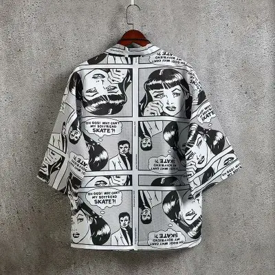 Men's Japanese Style Kimono Coat with Tropical Print - Image 2
