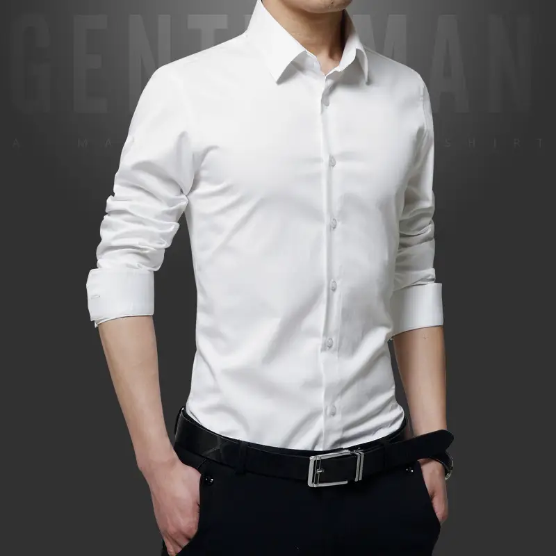 Men's Long Sleeve Korean Style Shirt Black