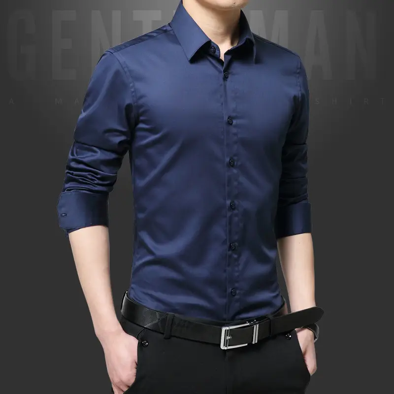 Men's Long Sleeve Korean Style Shirt Black