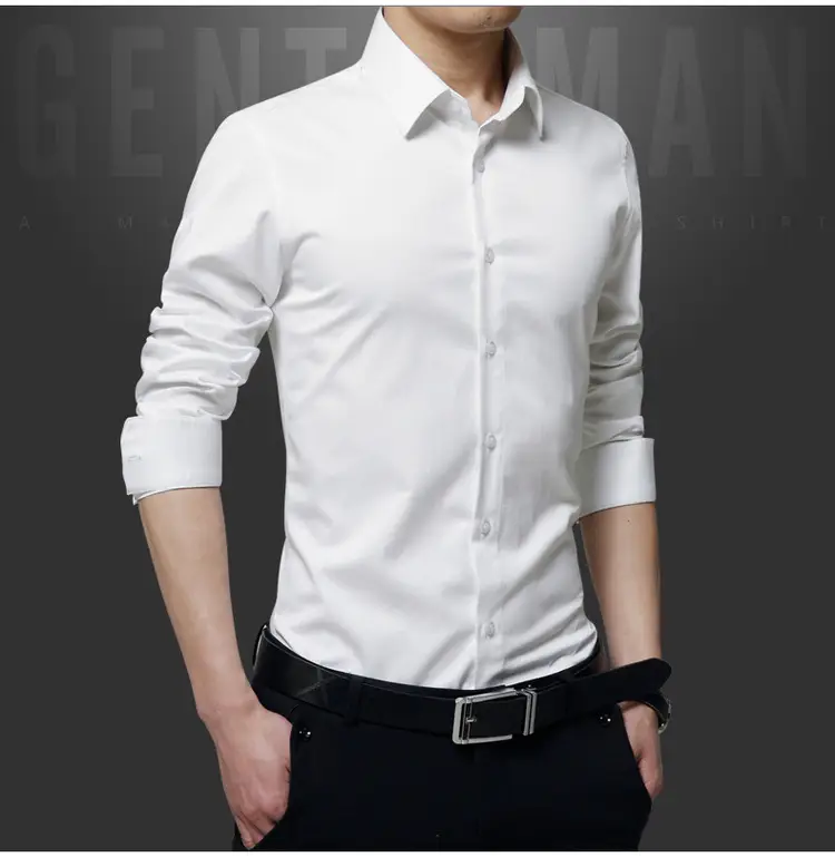 Men's Long Sleeve Korean Style Shirt Black — feature 14
