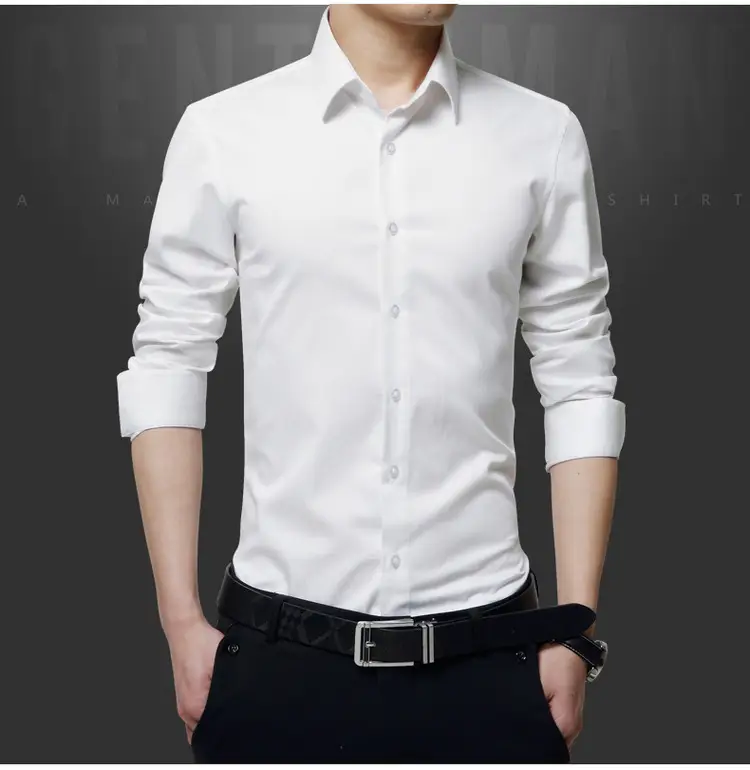 Men's Long Sleeve Korean Style Shirt Black — feature 15