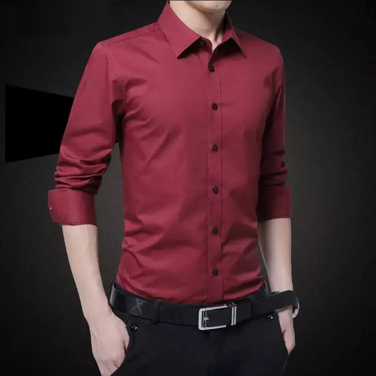 Men's Long Sleeve Korean Style Shirt Black — feature 17