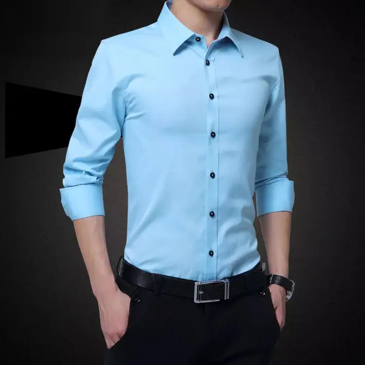 Men's Long Sleeve Korean Style Shirt Black — feature 18