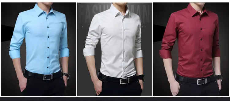 Men's Long Sleeve Korean Style Shirt Black — feature 9