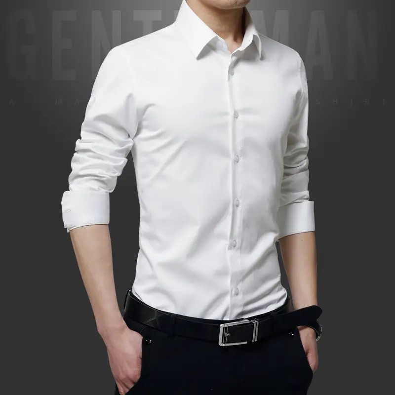 Men's Long Sleeve Korean Style Shirt Black