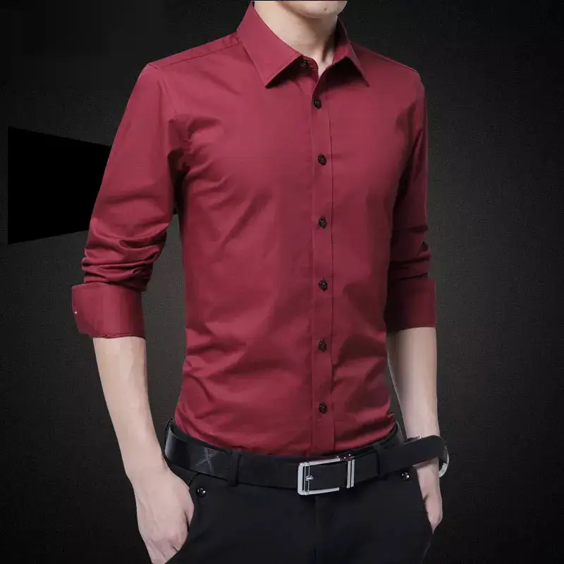 Men's Long Sleeve Korean Style Shirt Black