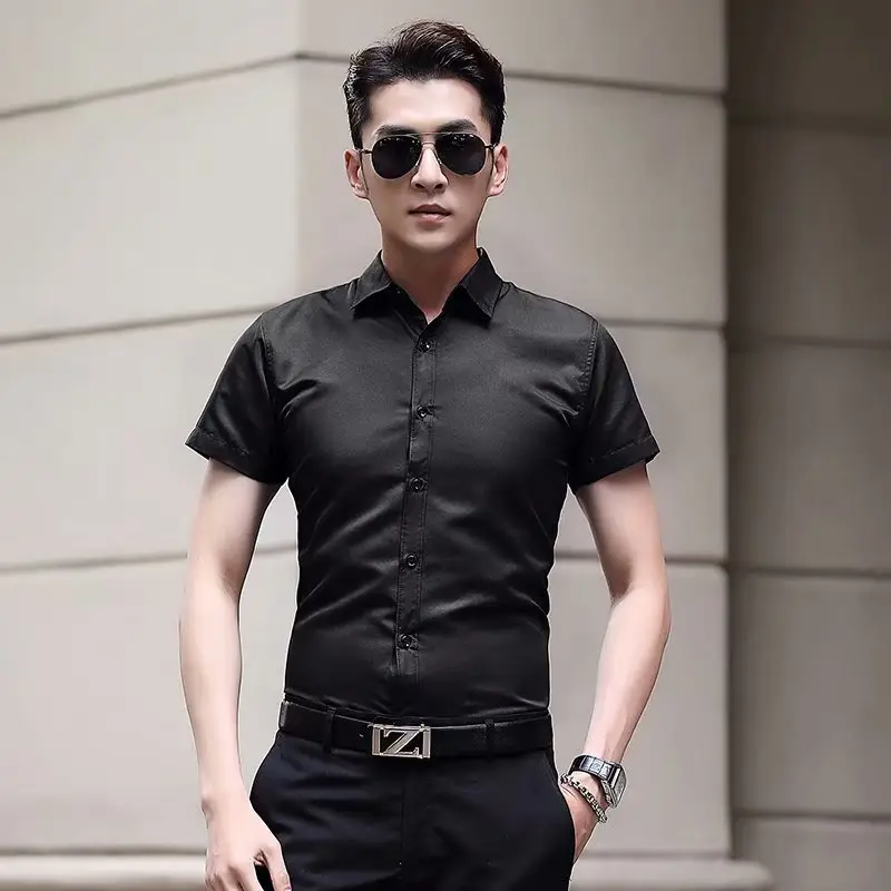 Men's Long Sleeve Korean Style Shirt Black