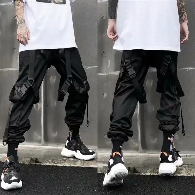 Men's Black Multi-Pocket Paratrooper Pants Fall Winter - Image 3