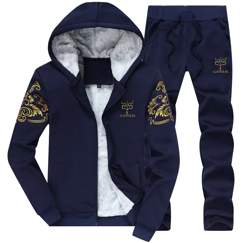 Youth Winter Fleece Hooded Track Suit Grey