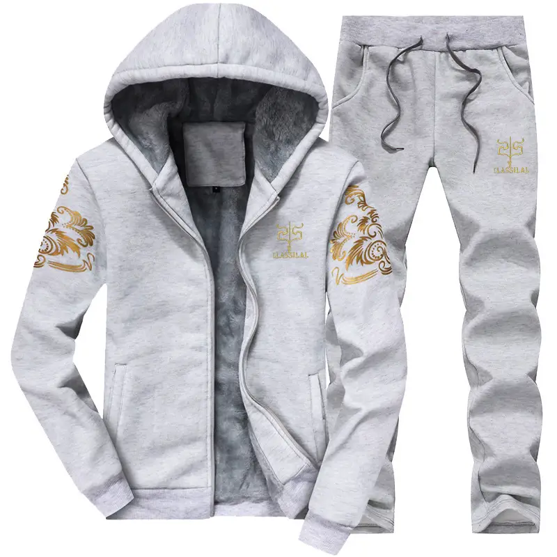 Youth Winter Fleece Hooded Track Suit Grey