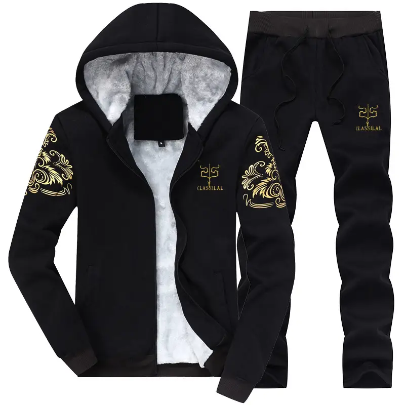 Youth Winter Fleece Hooded Track Suit Grey