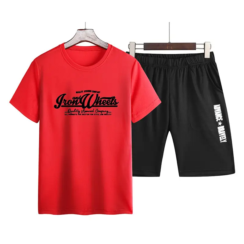 Men Green Printed Shorts Set Summer Casual Korean Style - Image 3