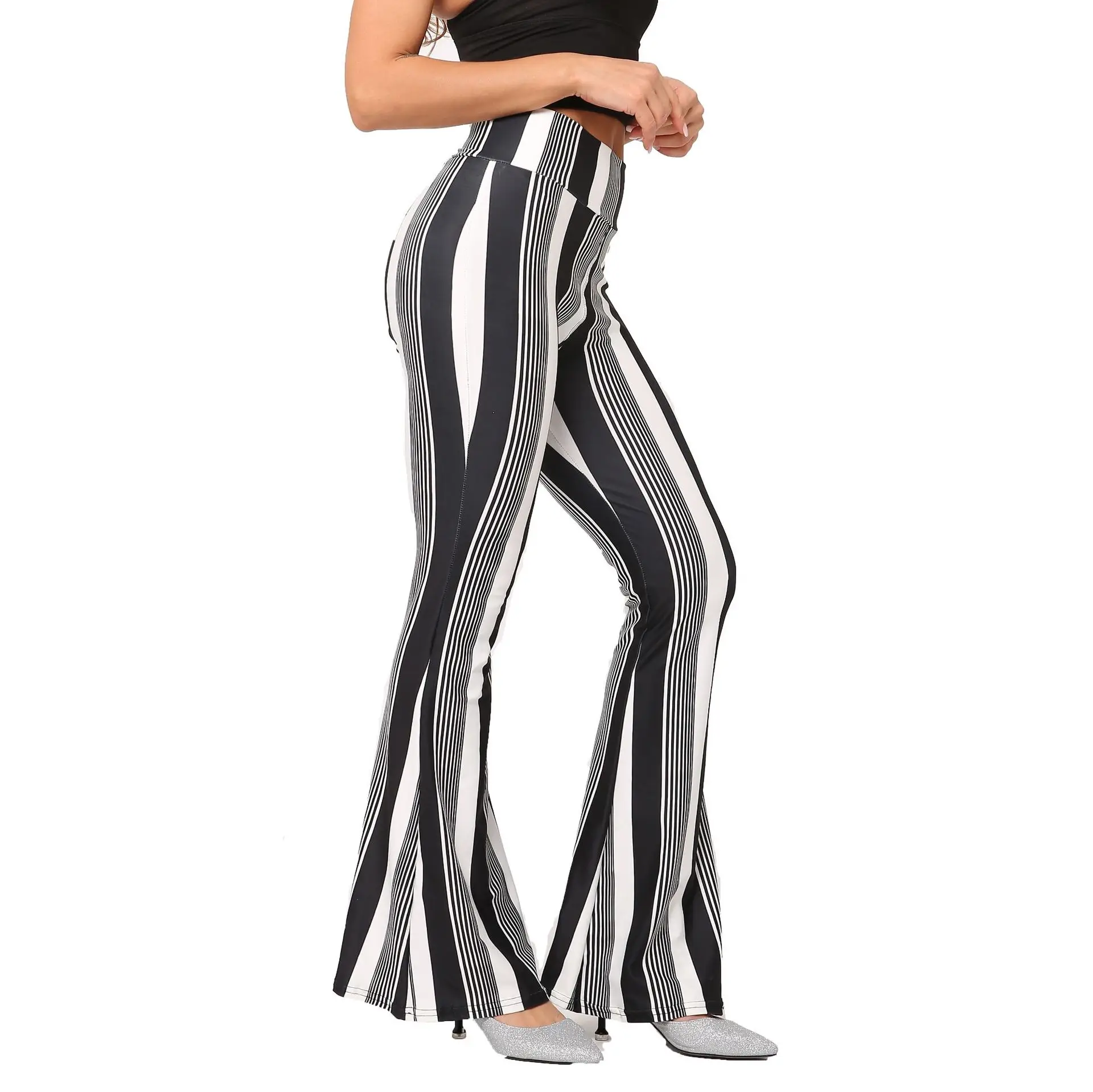 Green Printed Flared Pants for Women - Image 12