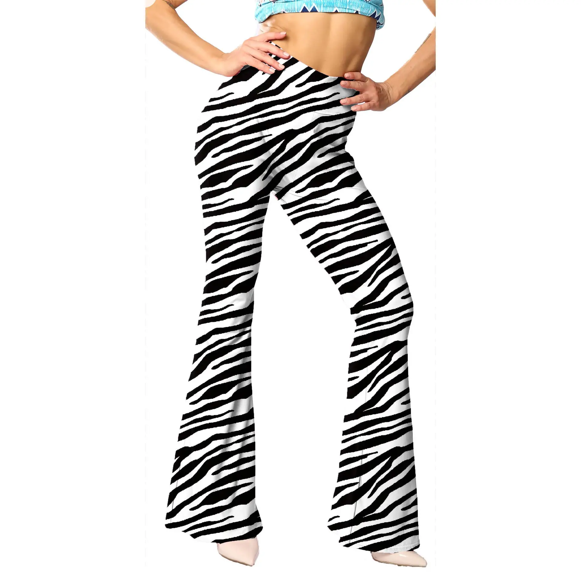 Green Printed Flared Pants for Women - Image 14