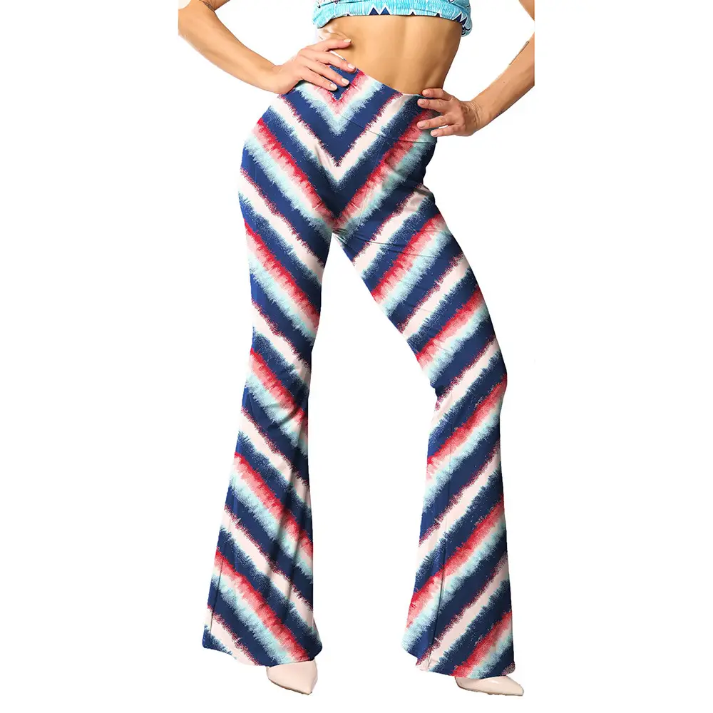 Green Printed Flared Pants for Women - Image 17