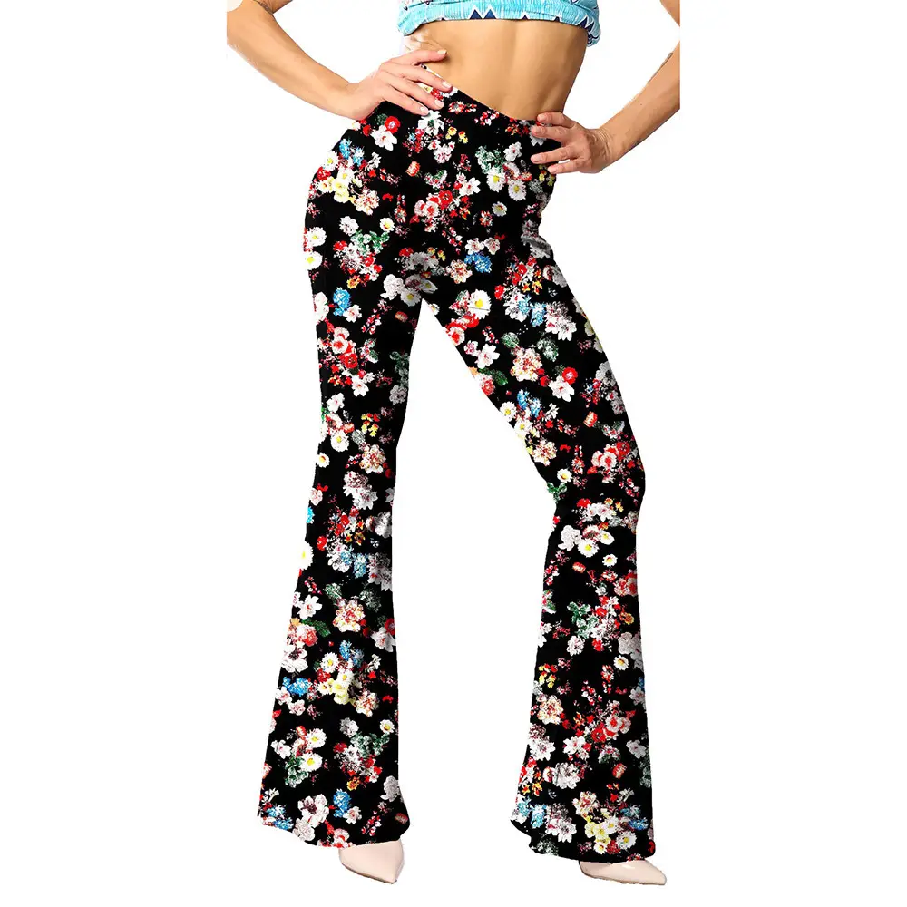 Green Printed Flared Pants for Women - Image 18