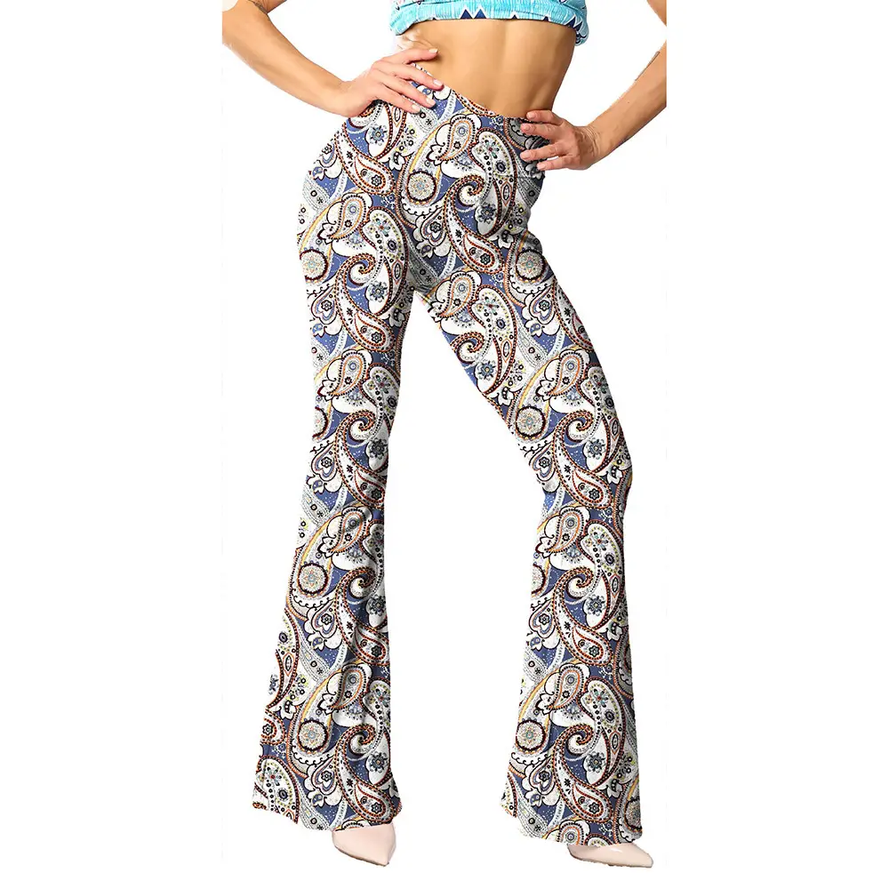Green Printed Flared Pants for Women - Image 19