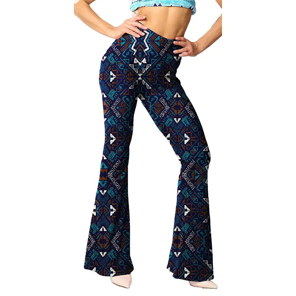 Green Printed Flared Pants for Women - Image 21
