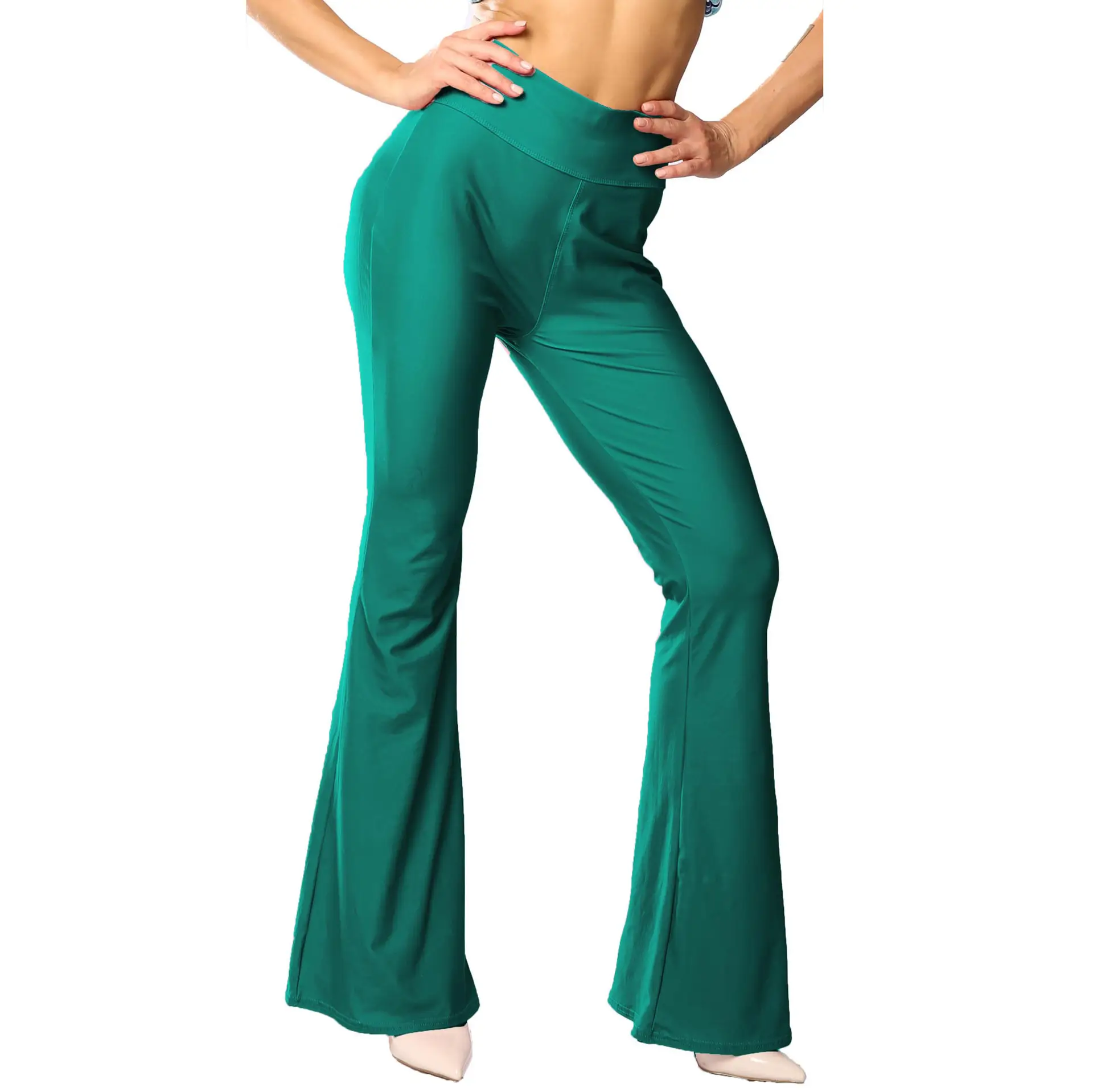 Green Printed Flared Pants for Women - Image 26