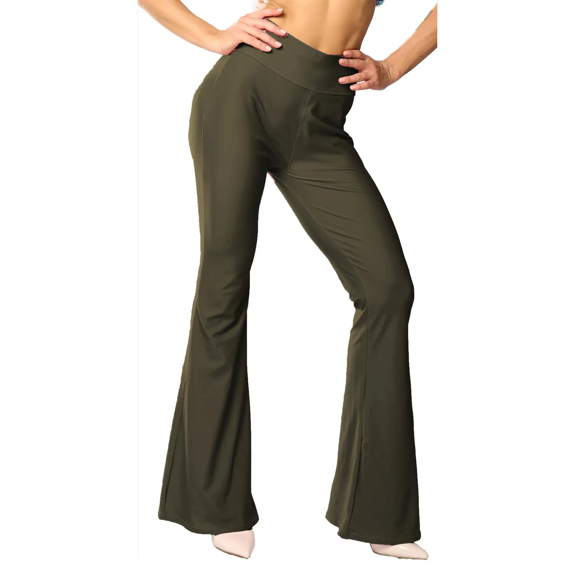 Green Printed Flared Pants for Women - Image 30