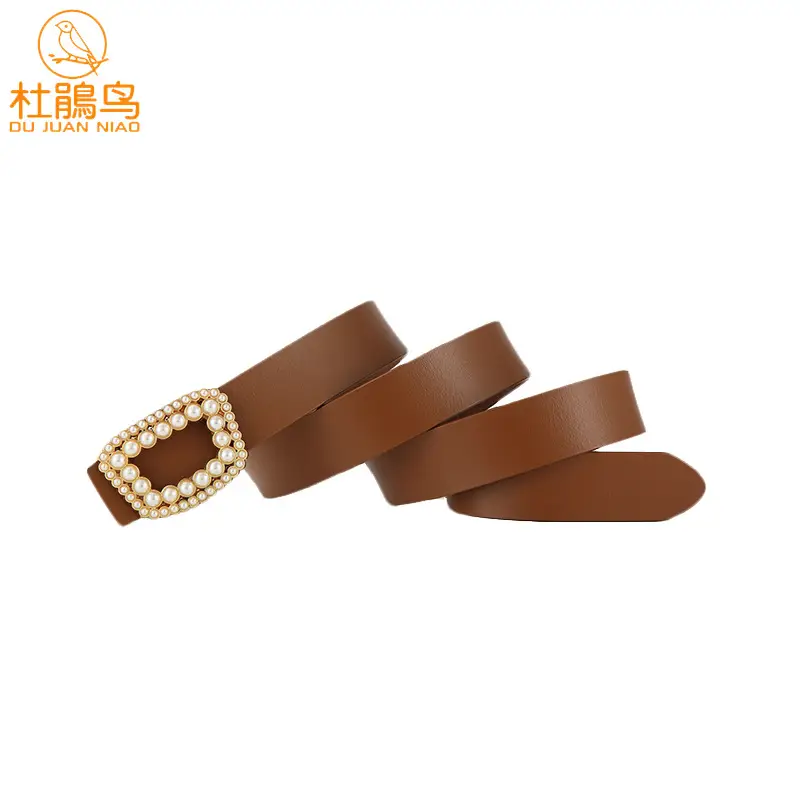 Women's Genuine Leather Belt with Pearl Buckle - Image 13