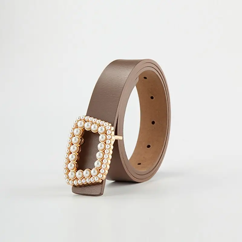 Women's Genuine Leather Belt with Pearl Buckle - Image 6