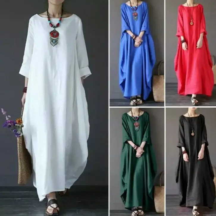 White Loose Long Skirt Cotton Linen Set Large - Image 6