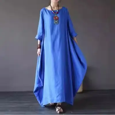 White Loose Long Skirt Cotton Linen Set Large - Image 9