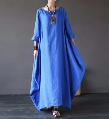 White Loose Long Skirt Cotton Linen Set Large - Image 5