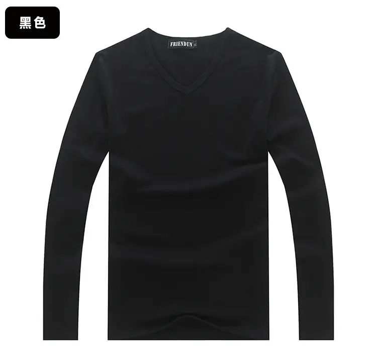 Men V-Neck Long Sleeve Red T-Shirt — feature 26