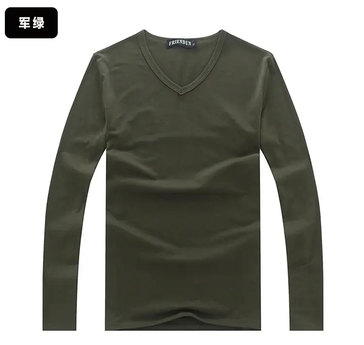 Men V-Neck Long Sleeve Red T-Shirt — feature 27