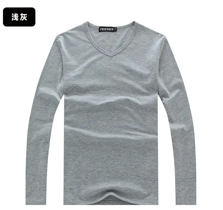Men V-Neck Long Sleeve Red T-Shirt — feature 28