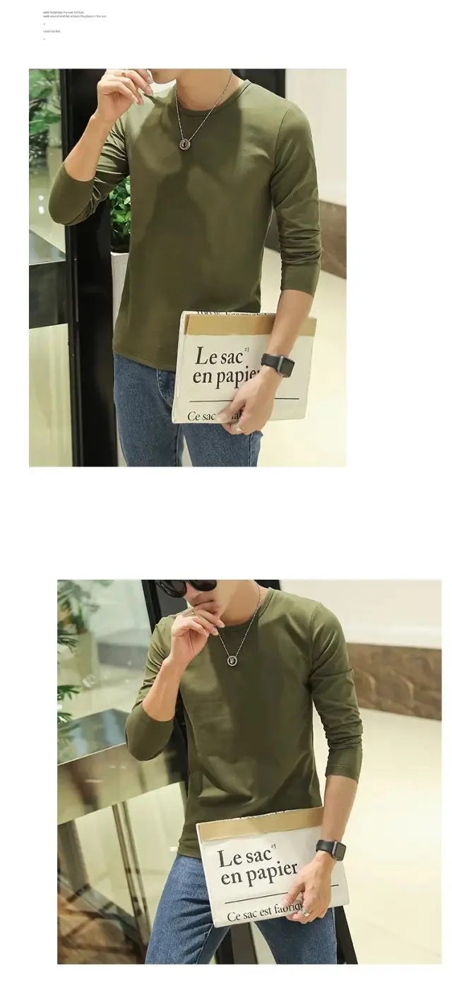 Men V-Neck Long Sleeve Red T-Shirt — feature 35