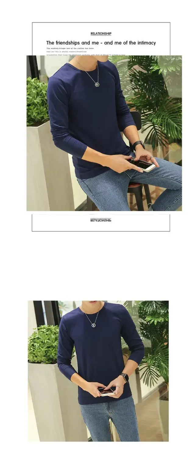 Men V-Neck Long Sleeve Red T-Shirt — feature 38