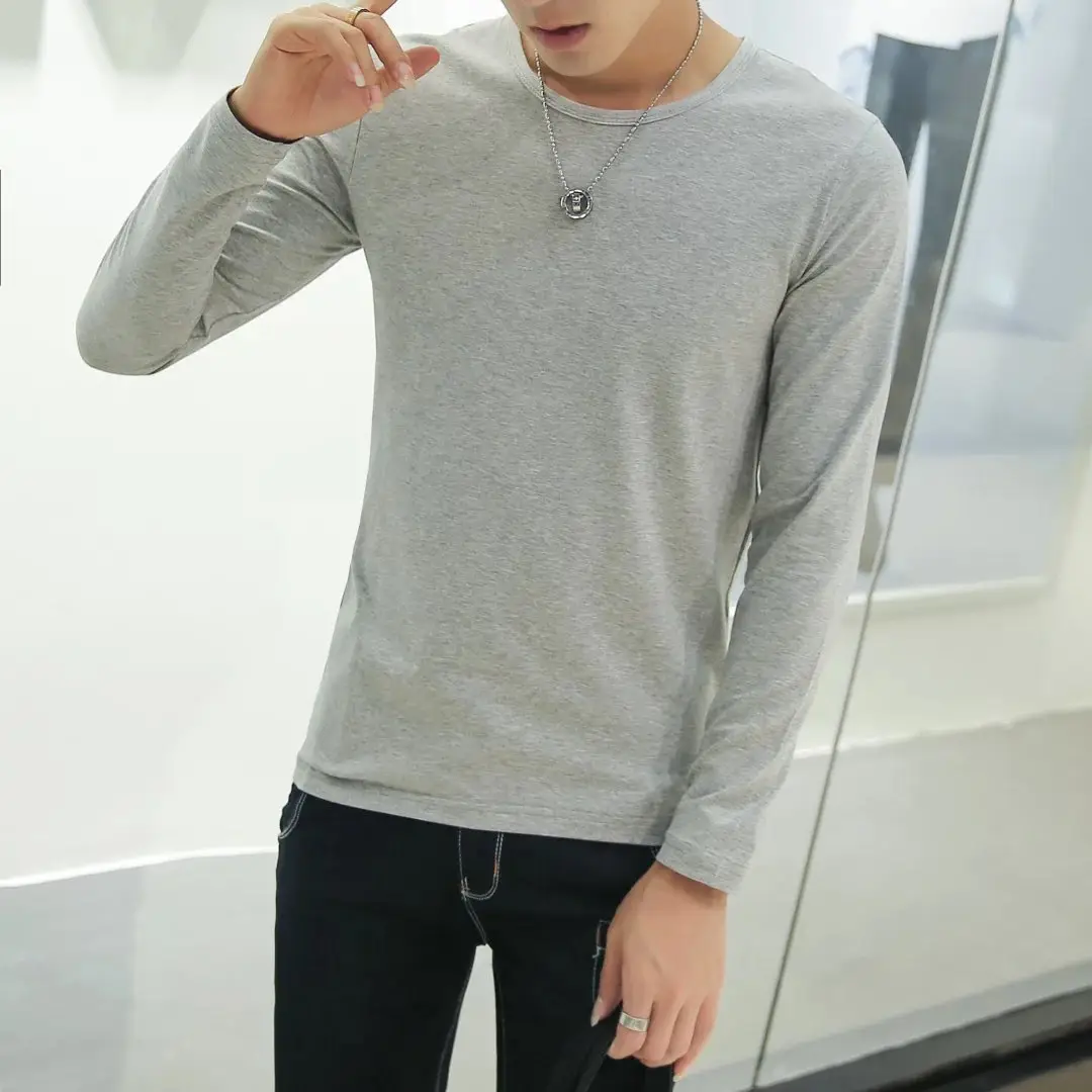 Men V-Neck Long Sleeve Red T-Shirt - Image 9
