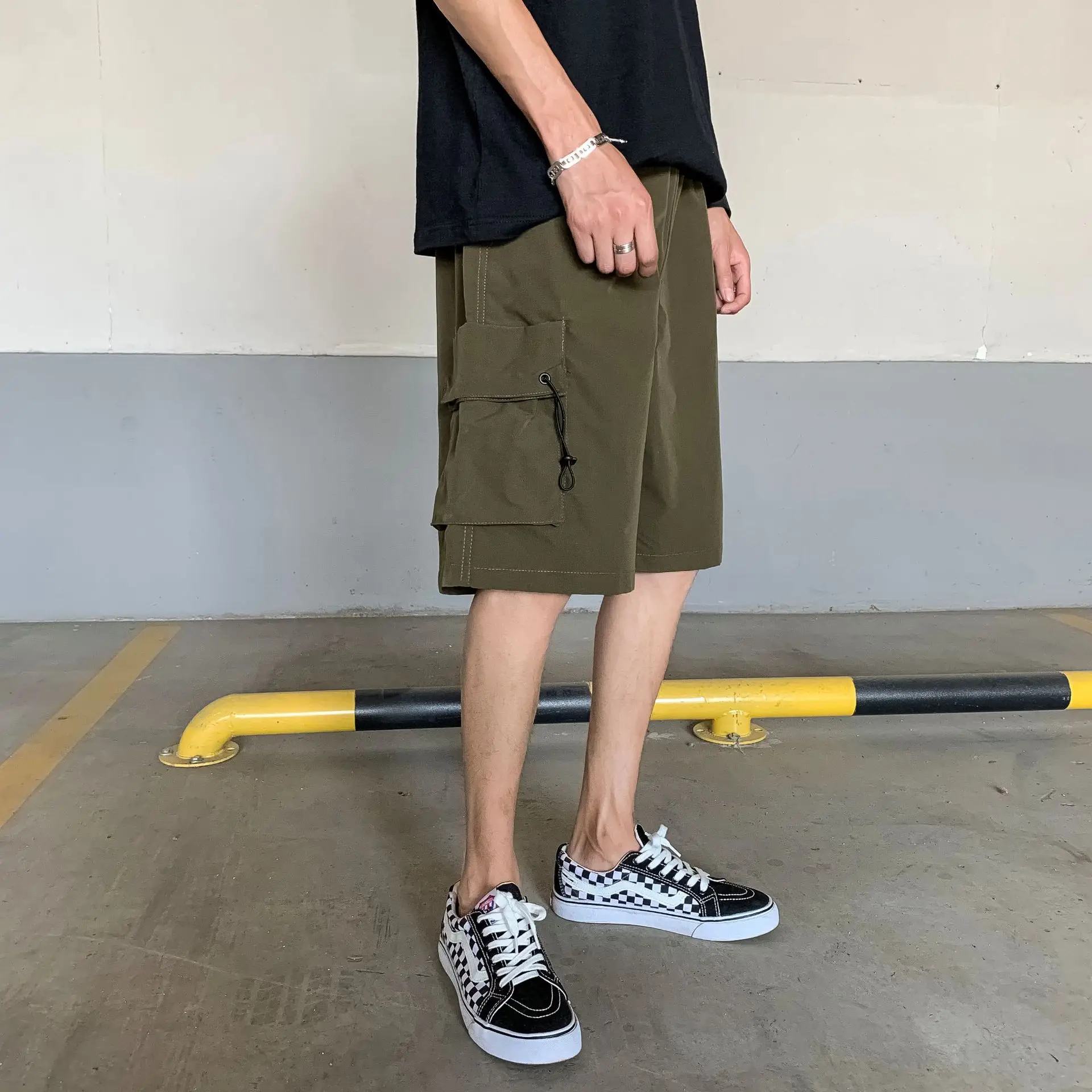 Men's Olive Green Cargo Shorts 2020 Summer - Image 4