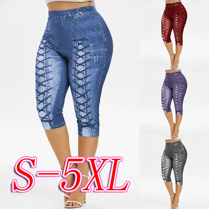 Purple Digital Print Leggings Large Size