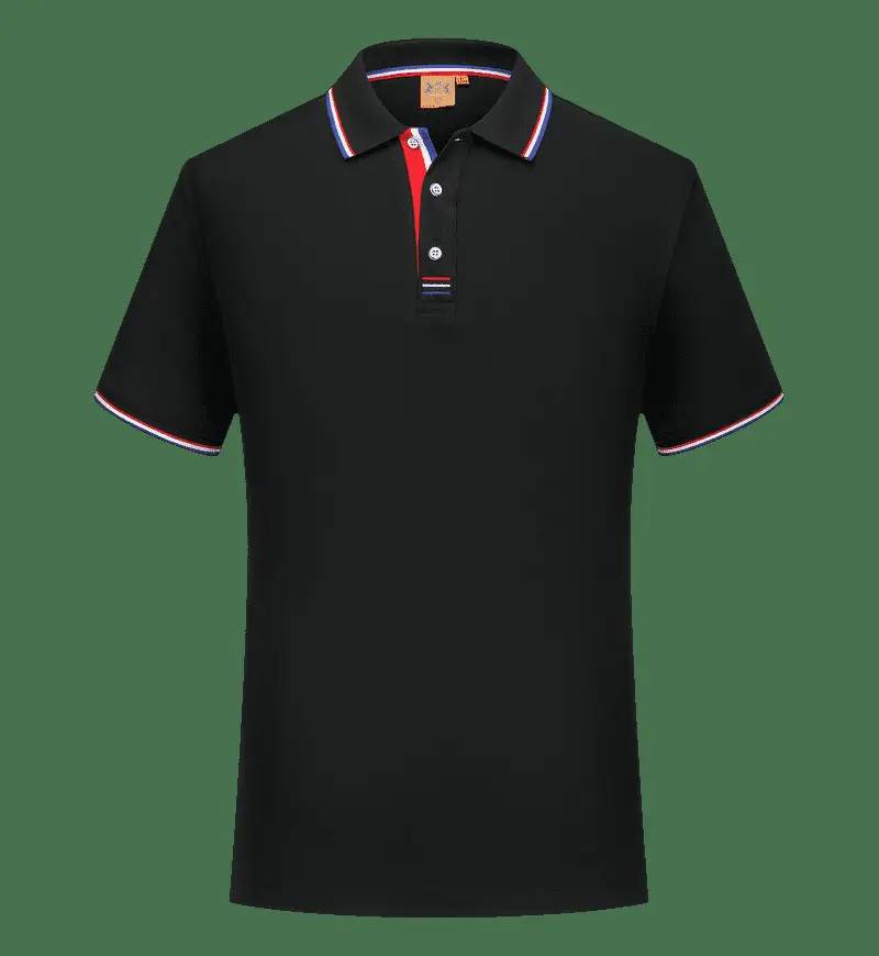 Men Black Polo Shirt with Blue Red Trim - Image 20