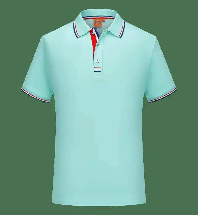 Men Black Polo Shirt with Blue Red Trim - Image 22