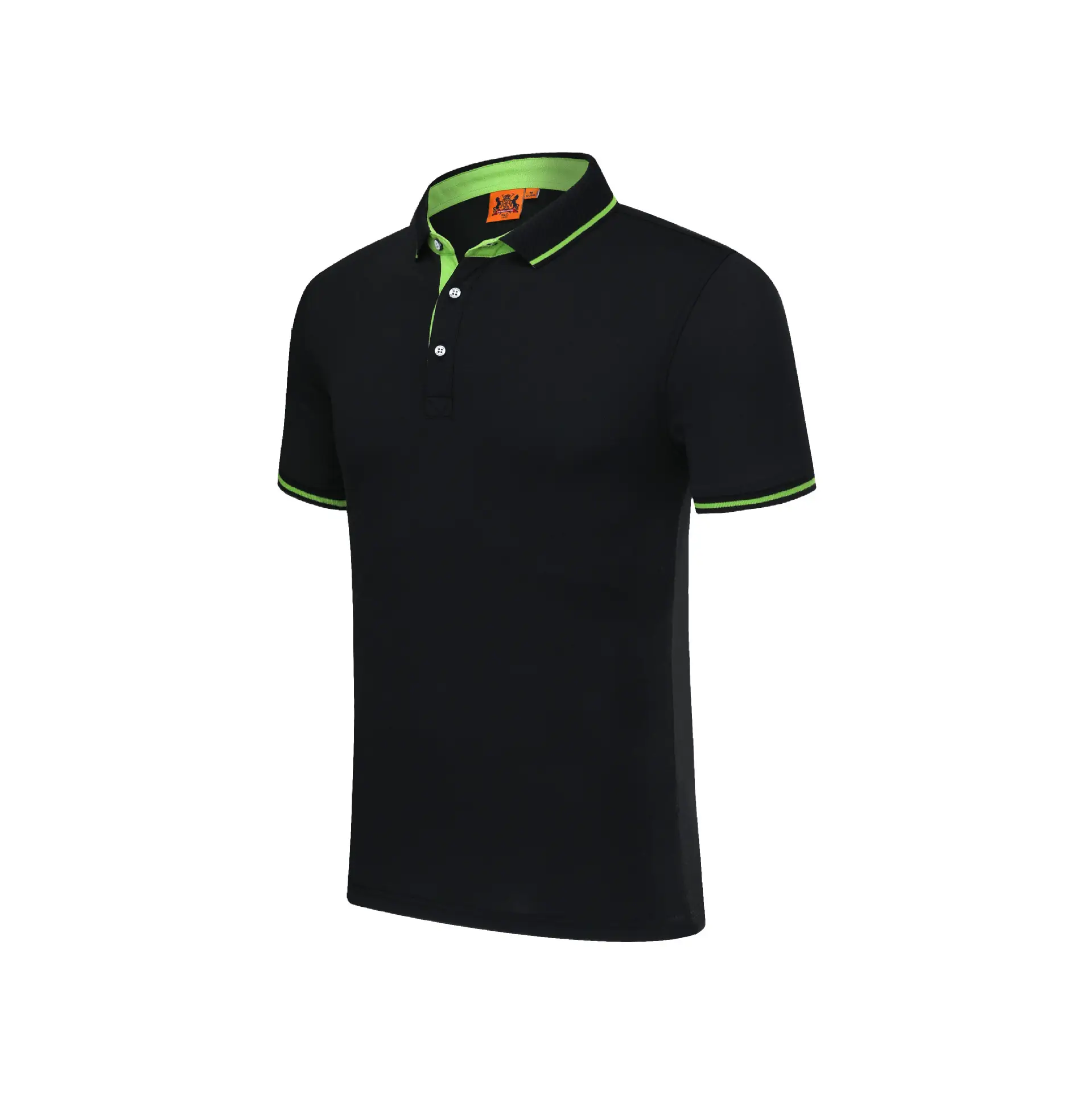 Men Black Polo Shirt with Blue Red Trim - Image 3