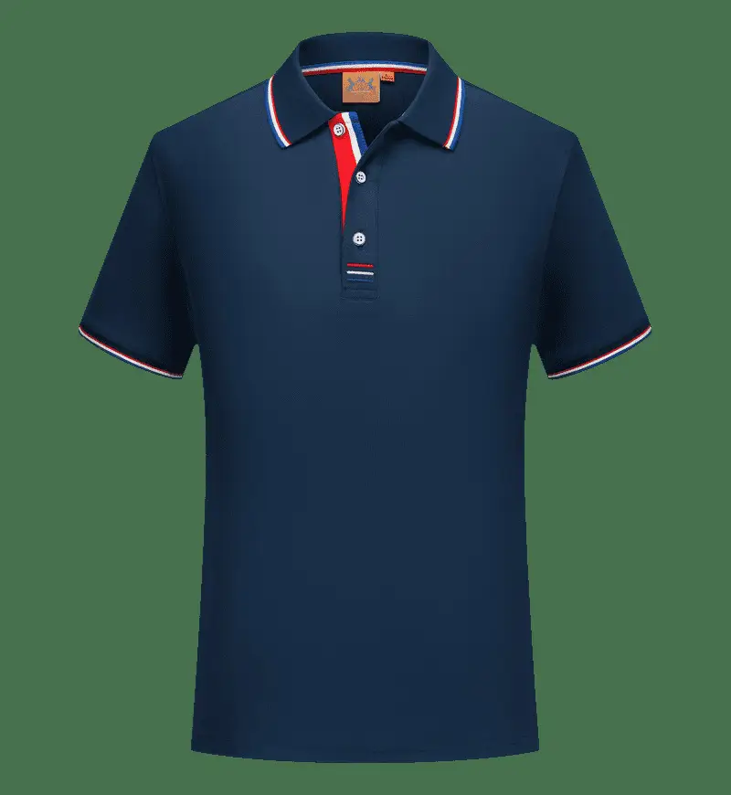 Men Black Polo Shirt with Blue Red Trim - Image 33