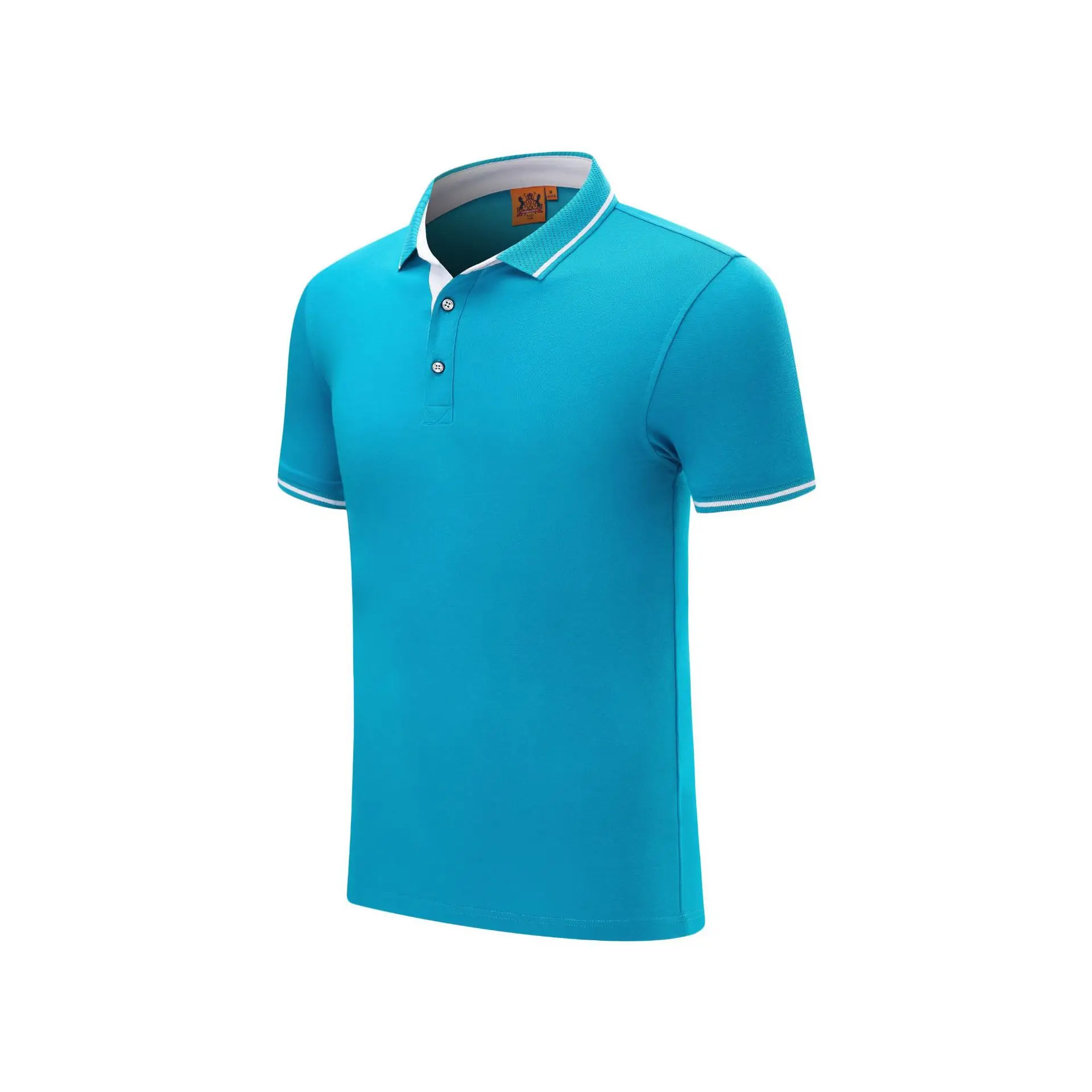 Men Black Polo Shirt with Blue Red Trim - Image 5