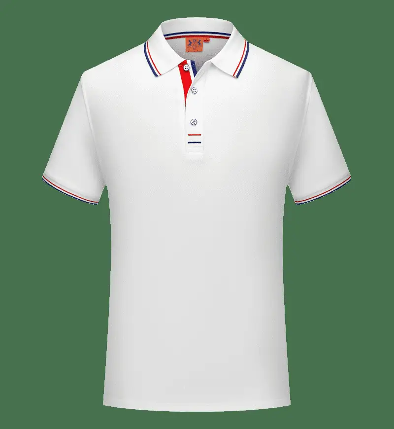 Men Black Polo Shirt with Blue Red Trim - Image 6