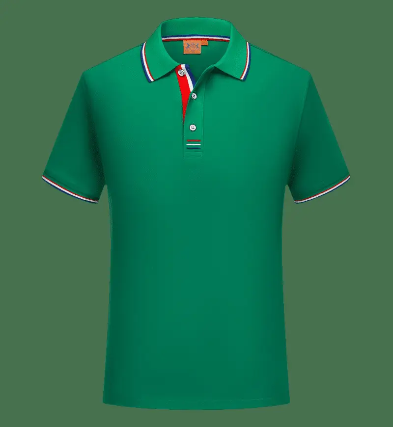 Men Black Polo Shirt with Blue Red Trim - Image 7